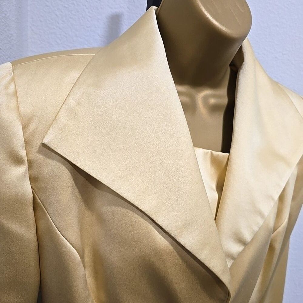 Rimini Satin Maxi Jacket Dress Sz 6 Champagne Minimalist Quiet Luxury Old Money